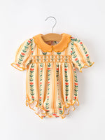 Rylee Faith Designs - Fall Floral Stripe Baby Girls Romper Petals Collar Smocked - alternate view 6