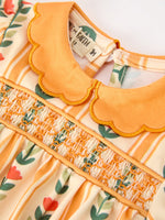 Rylee Faith Designs - Fall Floral Stripe Baby Girls Romper Petals Collar Smocked - alternate view 8