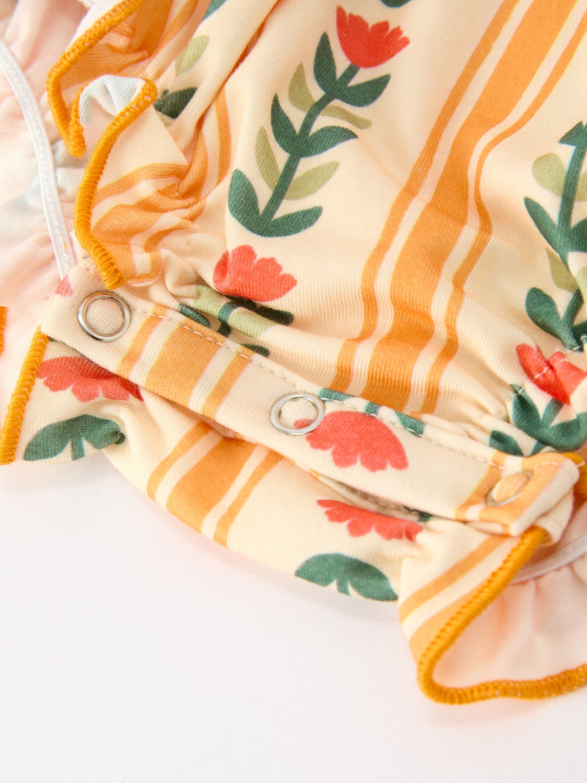 Rylee Faith Designs - Fall Floral Stripe Baby Girls Romper Petals Collar Smocked - alternate view 10