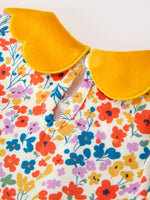 Rylee Faith Designs - Floral Girls Dress Yellow Velvet Collar Bow Puff Sleeve Dress - alternate view 5