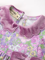 Rylee Faith Designs - Purple Floral Velvet Baby Girl Outfit Set Ruffle Bow Bloomers - alternate view 3