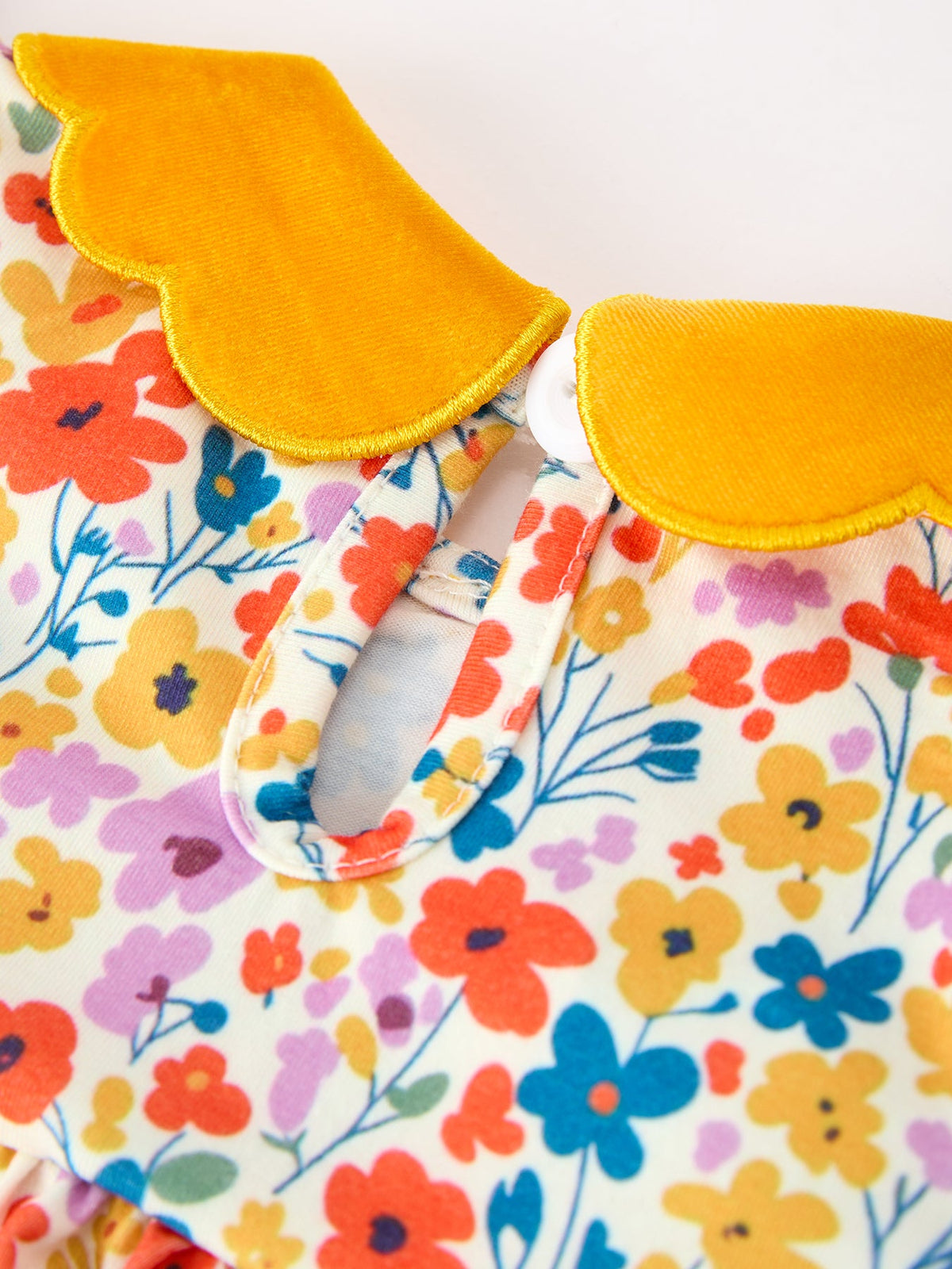 Rylee Faith Designs - Floral Baby Girl Outfit Set Yellow Velvet Collar Bow Bloomers - alternate view 4