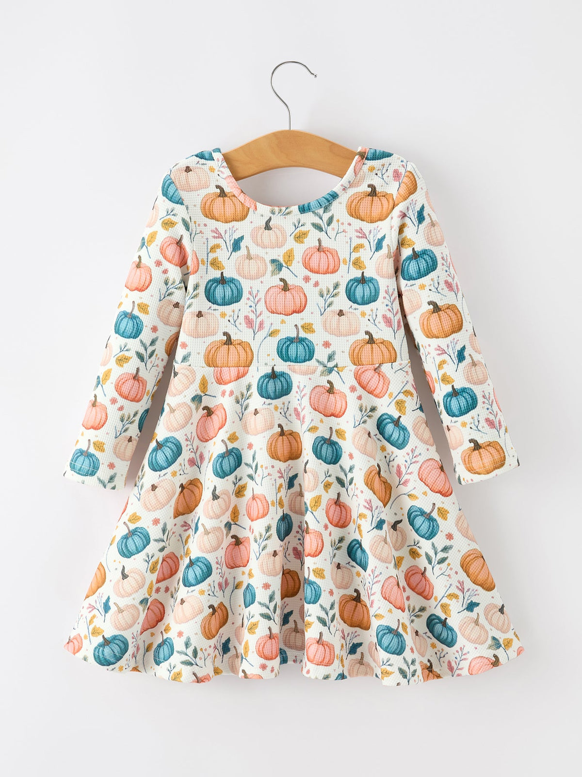 Rylee Faith Designs - Fall Colorful Pumpkin Girls' Long-Sleeved Dress - alternate view 2