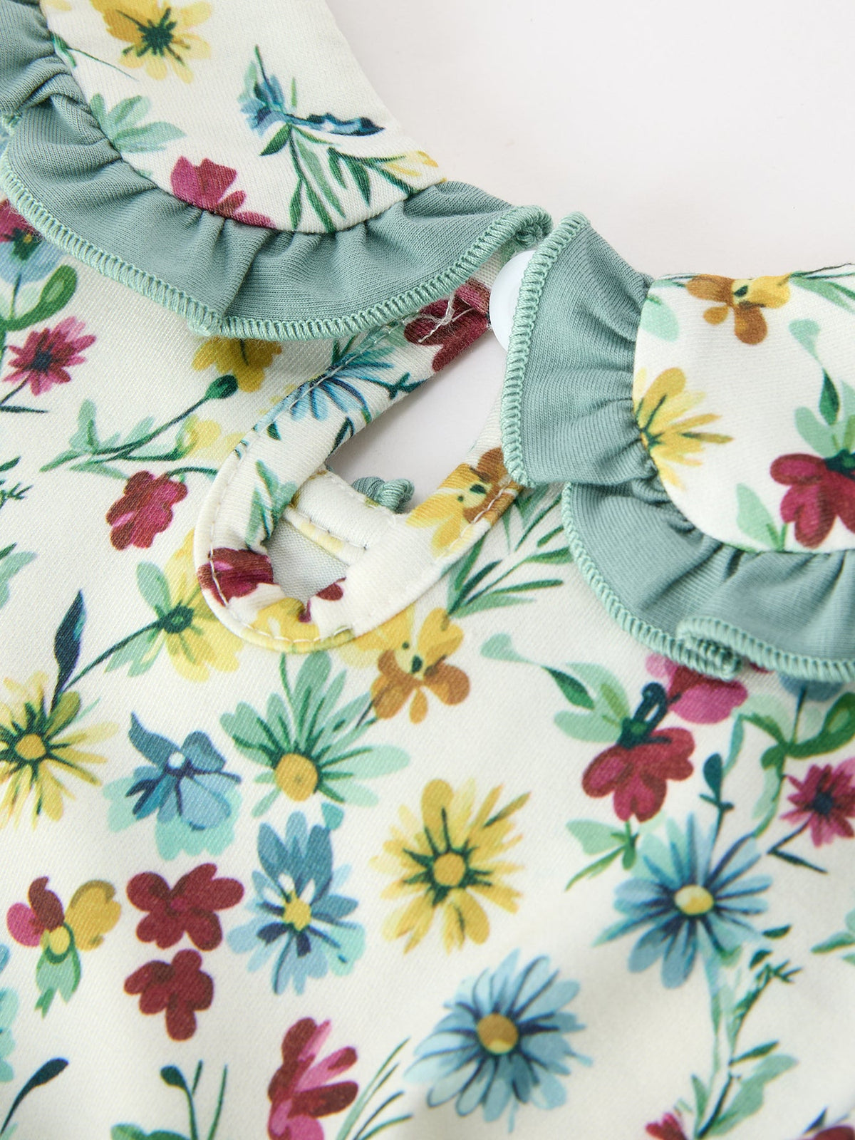 Rylee Faith Designs - Green Floral Girls Dress Petal Collar Bow Waist Puff Sleeve Dress - alternate view 4