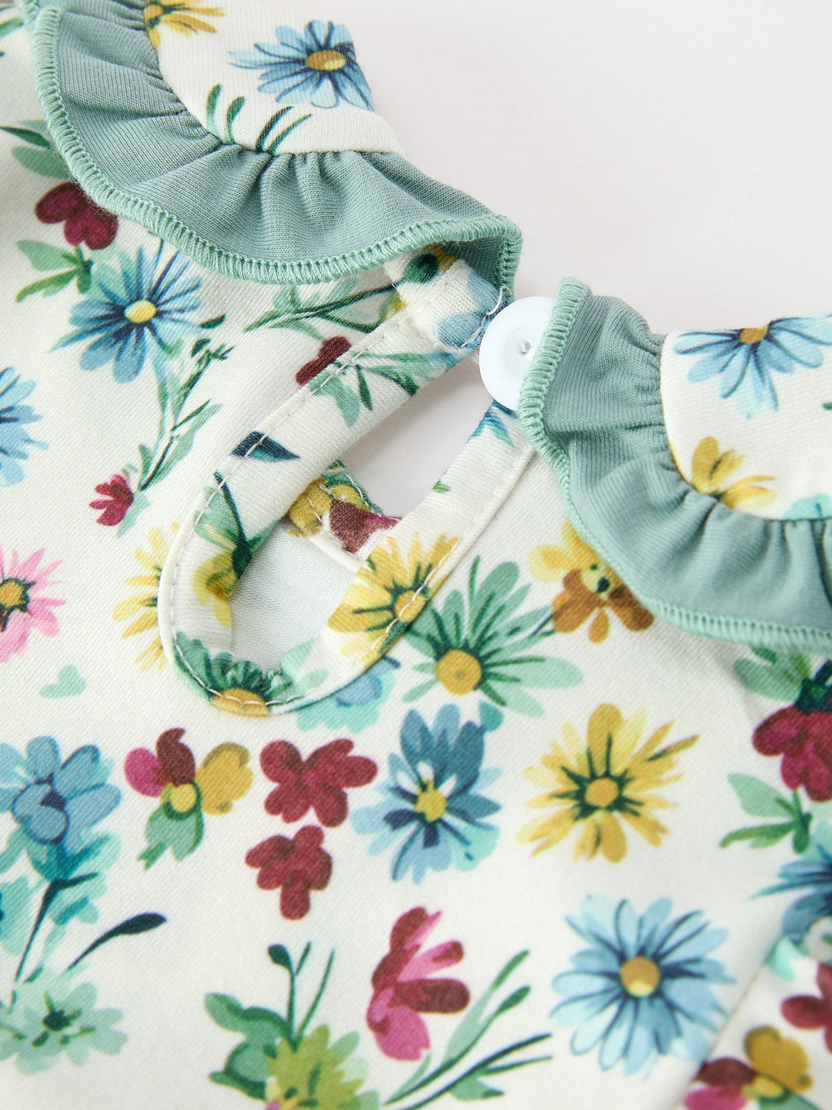 Rylee Faith Designs - Green Floral Girls Outfit Set Ruffle Collar Bow Baby Bloomer Set - alternate view 4