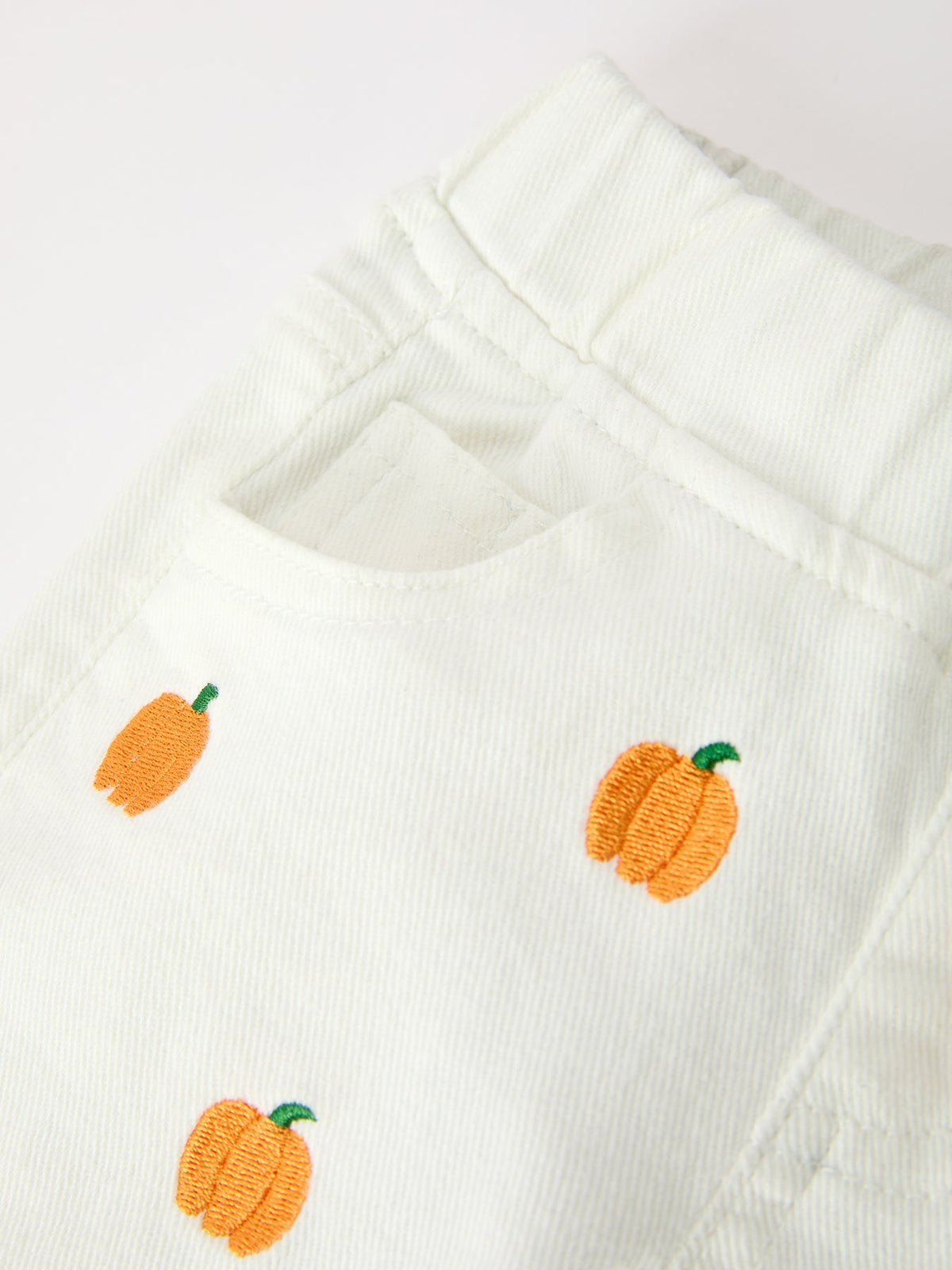 Rylee Faith Designs - Girls Pumpkin Embroidered Wide-Leg Pants Fall Scallop Hem Casual Pants - alternate view 3