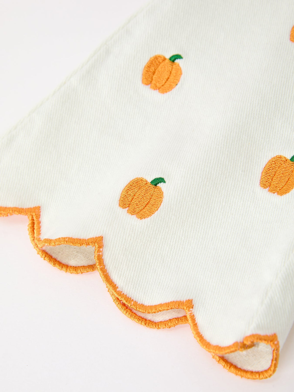Rylee Faith Designs - Girls Pumpkin Embroidered Wide-Leg Pants Fall Scallop Hem Casual Pants - alternate view 5