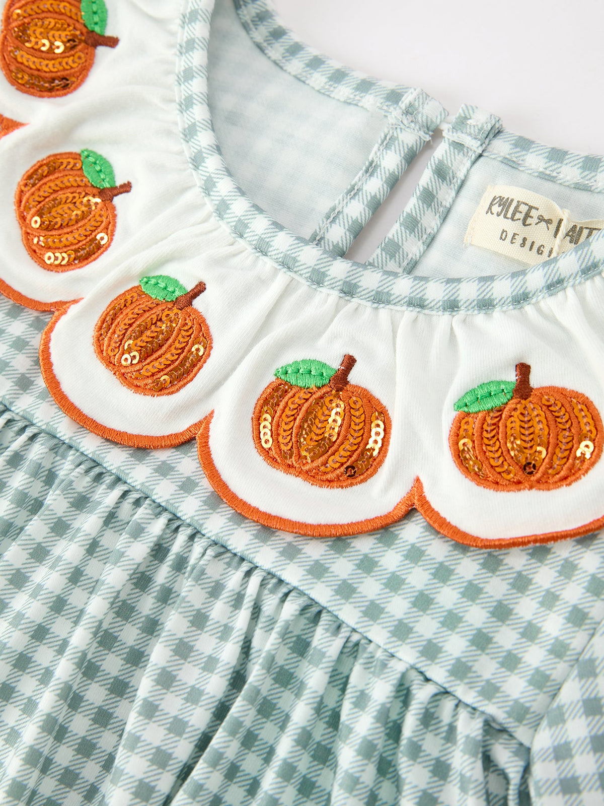 Rylee Faith Designs - Halloween Thanksgiving Pumpkin Embroidery Girls Dress Peter Pan Collar - alternate view 9