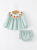 Rylee Faith Designs - Halloween Thanksgiving Embroidered Pumpkin Girls Bloomer Set - alternate view 6