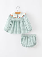 Rylee Faith Designs - Halloween Thanksgiving Embroidered Pumpkin Girls Bloomer Set - alternate view 7