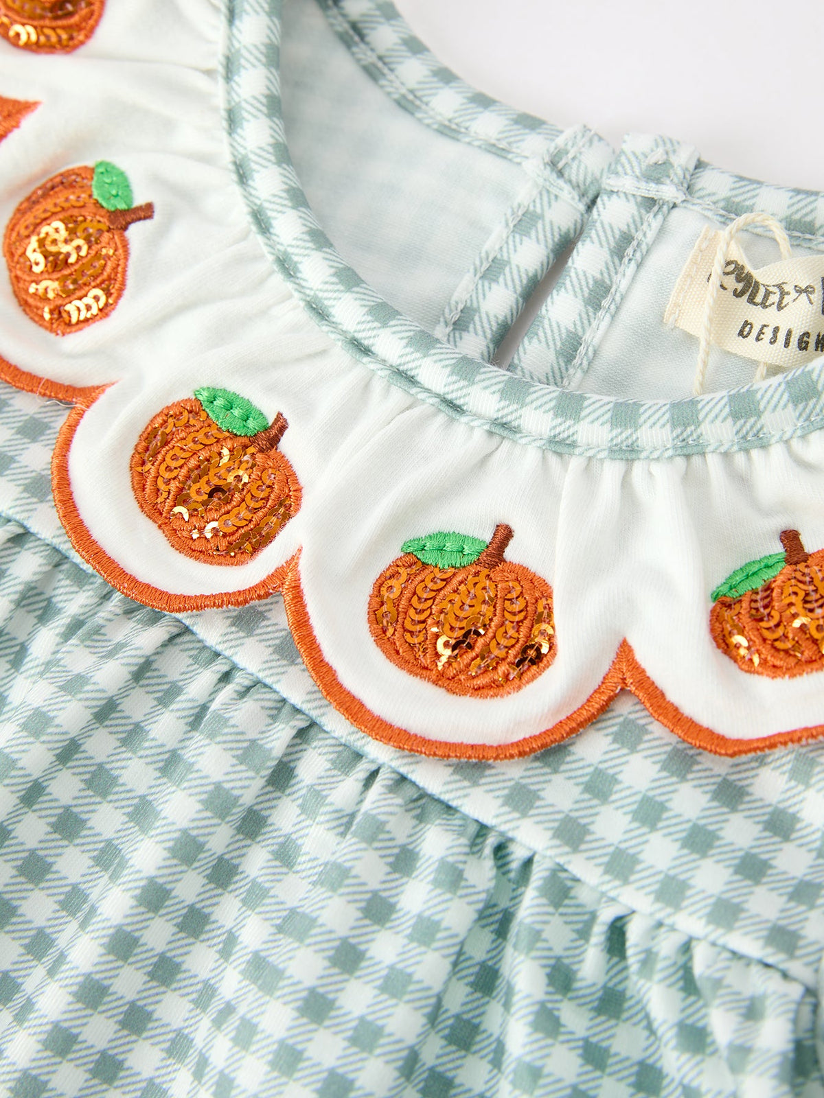 Rylee Faith Designs - Halloween Thanksgiving Embroidered Pumpkin Girls Bloomer Set - alternate view 8