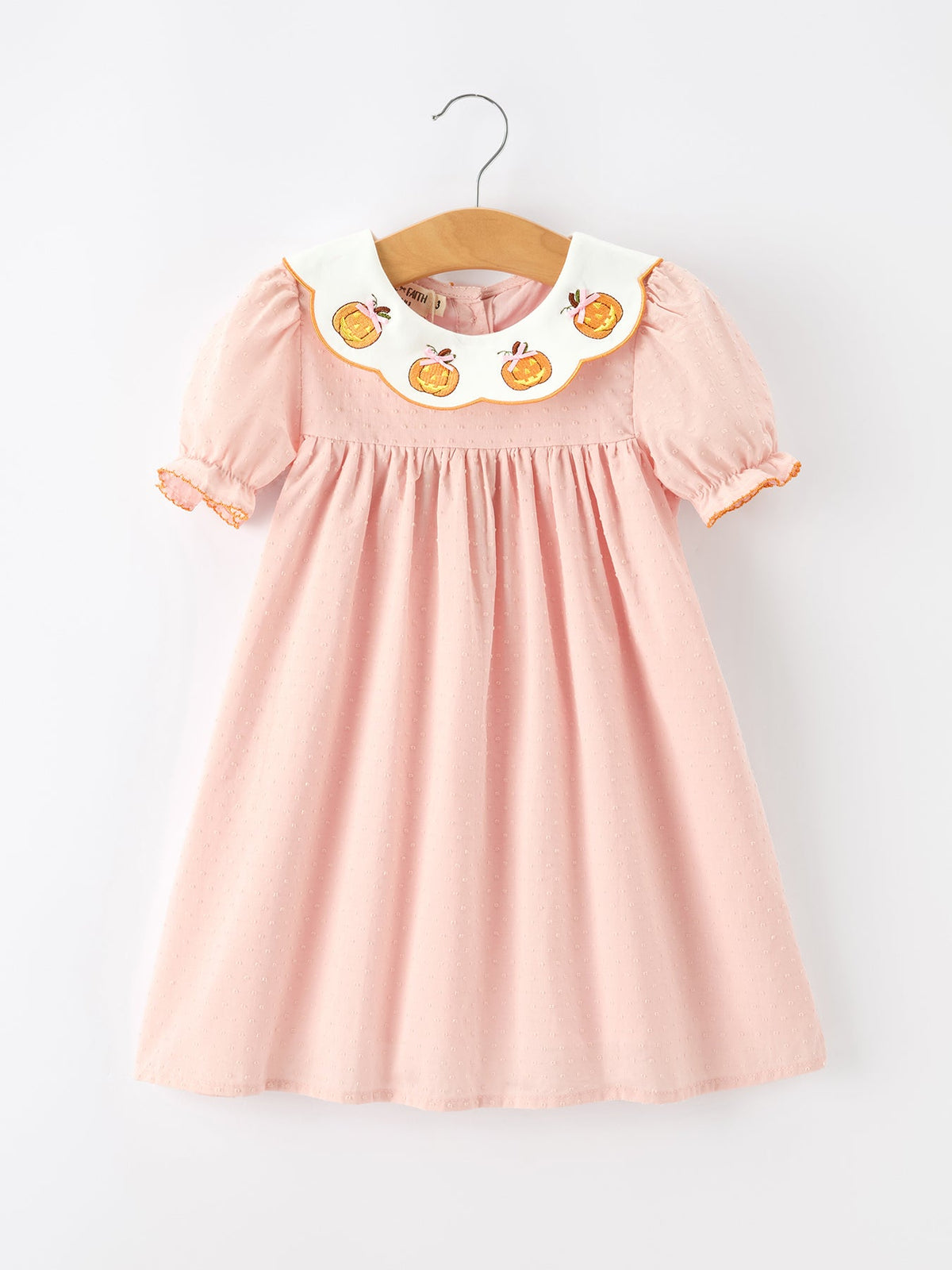 Rylee Faith Designs - Halloween Pumpkin Applique Girls Puff Sleeve Dress - alternate view 2