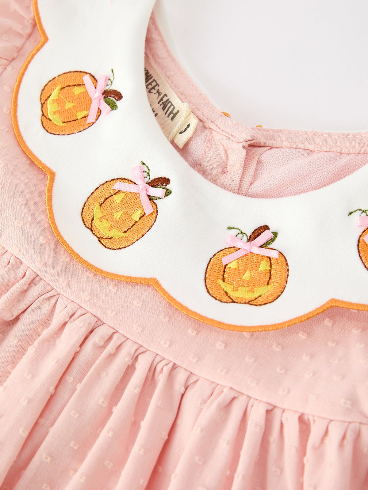Rylee Faith Designs - Halloween Pumpkin Applique Girls Puff Sleeve Dress - alternate view 5