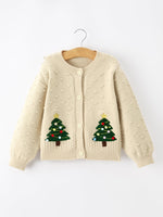 Rylee Faith Designs - Christmas Tree Knit Cardigan Kids Holiday Sweater Button Front - alternate view 7