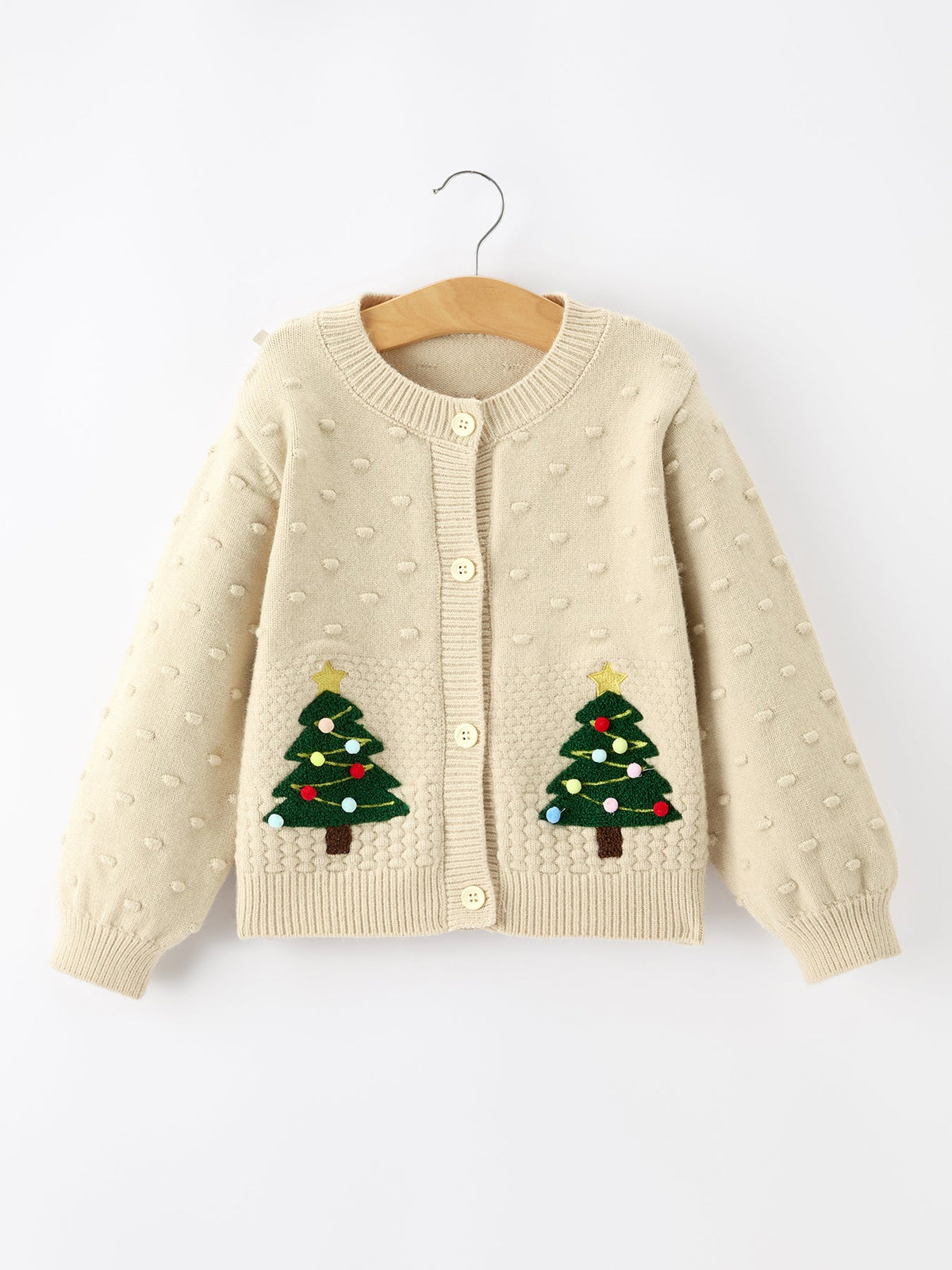Rylee Faith Designs - Christmas Tree Knit Cardigan Kids Holiday Sweater Button Front - alternate view 7