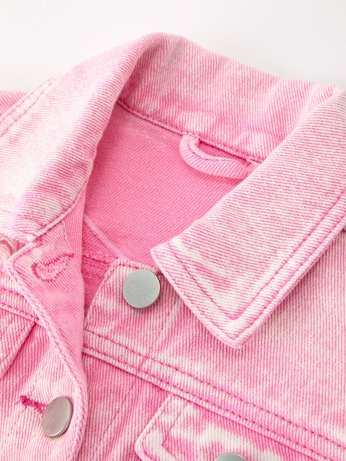 Rylee Faith Designs - Girls Pink Denim Jacket with Lace Bow Back Detail - alternate view 4