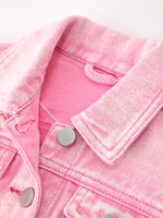 Rylee Faith Designs - Girls Pink Denim Jacket with Lace Bow Back Detail - alternate view 4