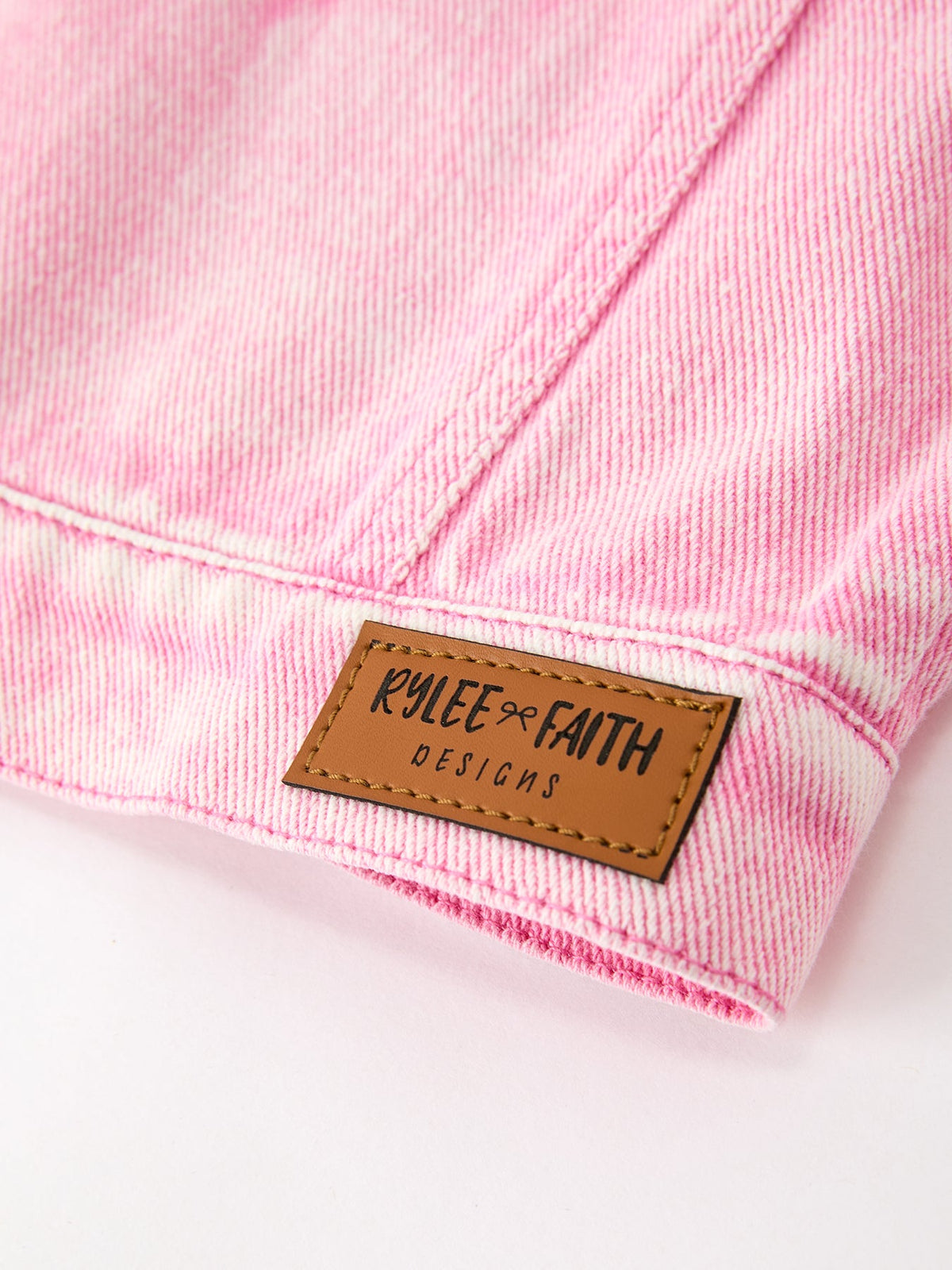 Rylee Faith Designs - Girls Pink Denim Jacket with Lace Bow Back Detail - alternate view 6