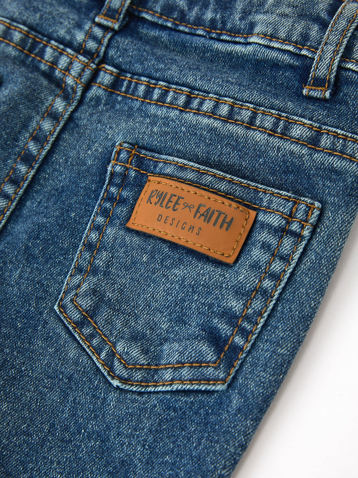 Rylee Faith Designs - Girls Pumpkin Embroidered Flare Jeans Fall Denim Pants with Fringe Hem - alternate view 9