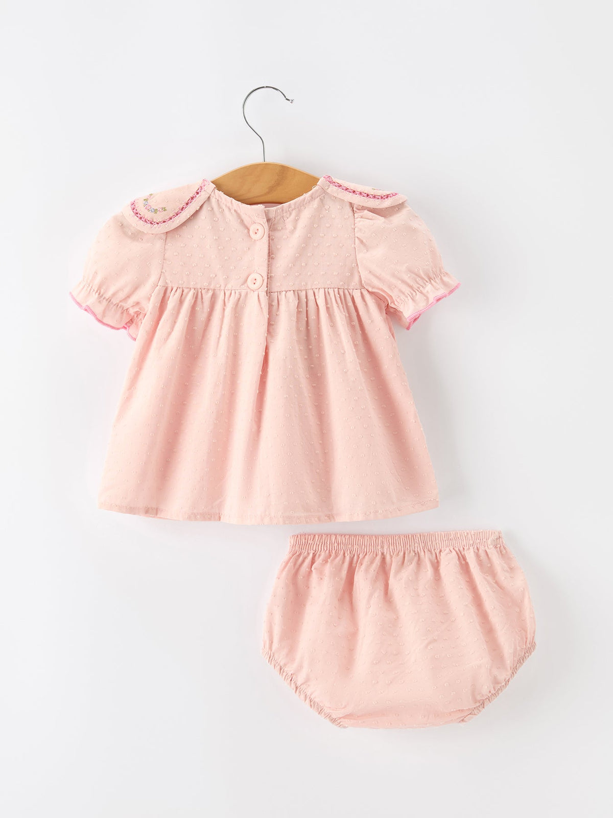 Rylee Faith Designs - Fall Baby Girl Pink Peter Pan Collar Embroidered Bloomer Set - alternate view 2