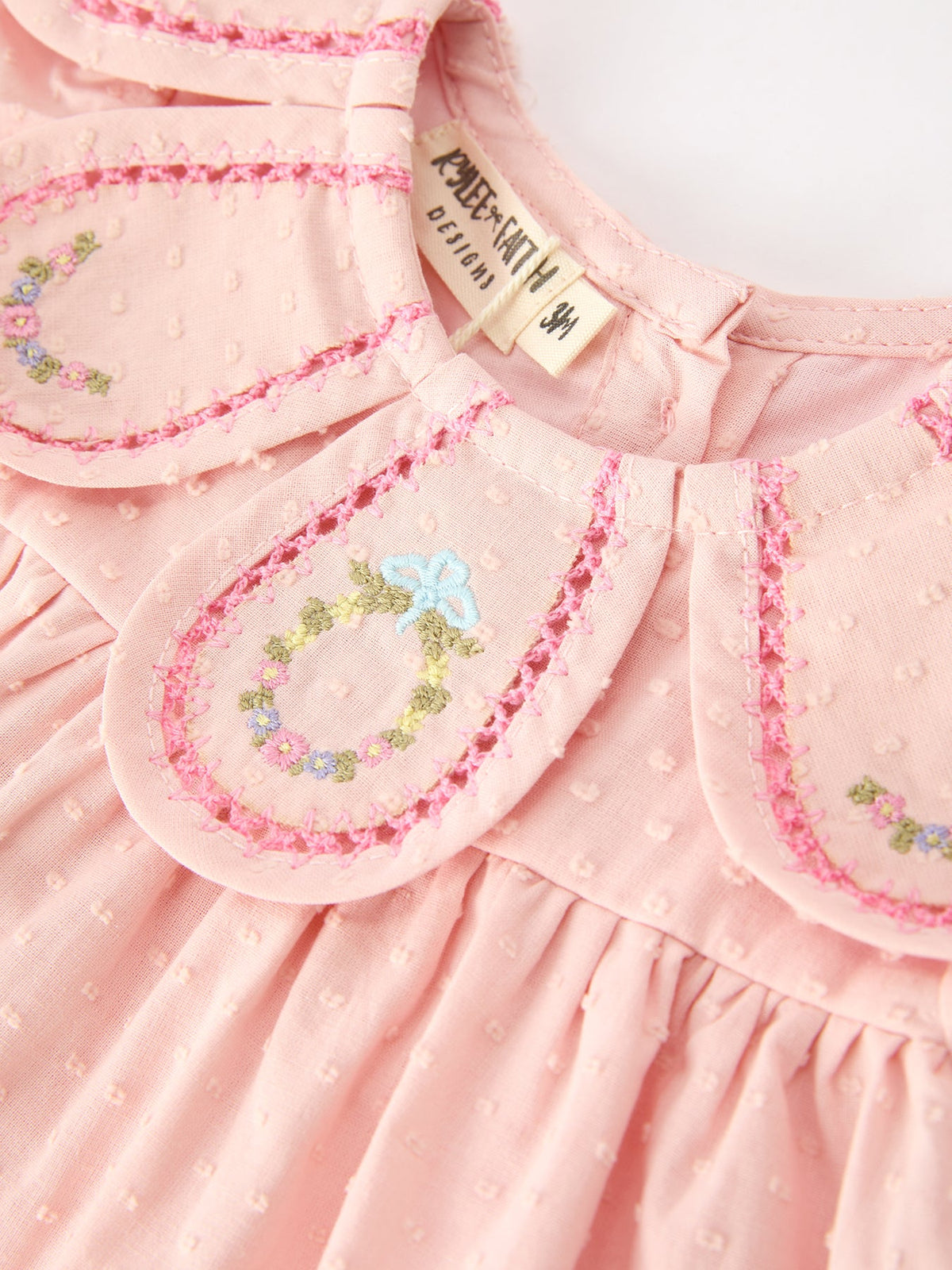 Rylee Faith Designs - Fall Baby Girl Pink Peter Pan Collar Embroidered Bloomer Set - alternate view 3