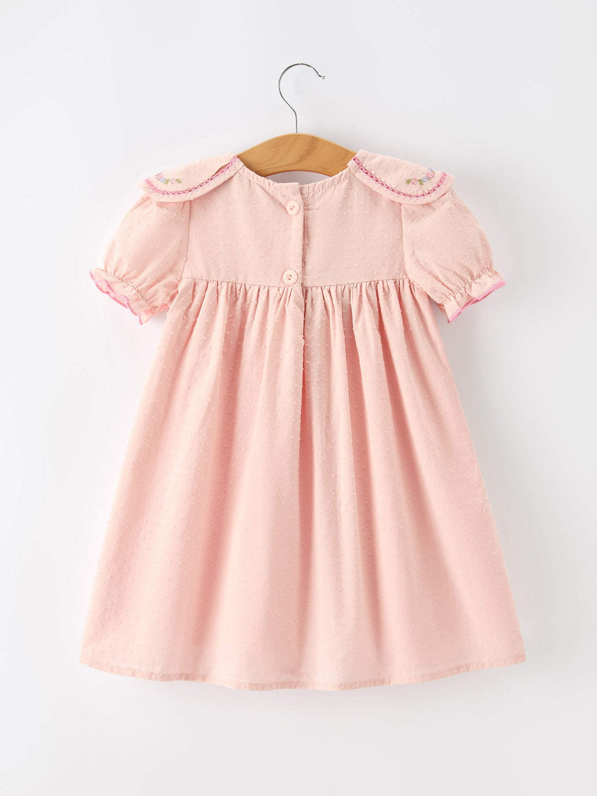 Rylee Faith Designs - Fall Baby Girl Pink Floral Embroidered Peter Pan Collar Dress - alternate view 2