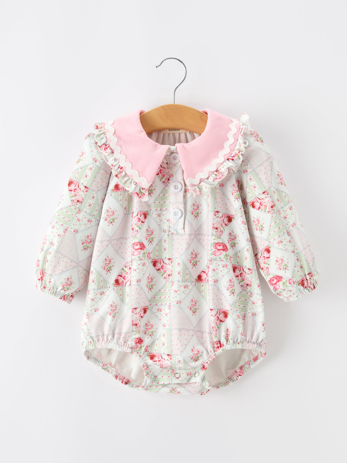 Rylee Faith Designs - Fall Girls Floral Lace Collar Ruffle Romper Long-sleeved