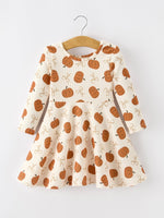 Rylee Faith Designs - Girls Thanksgiving Pumpkin Bow Dress