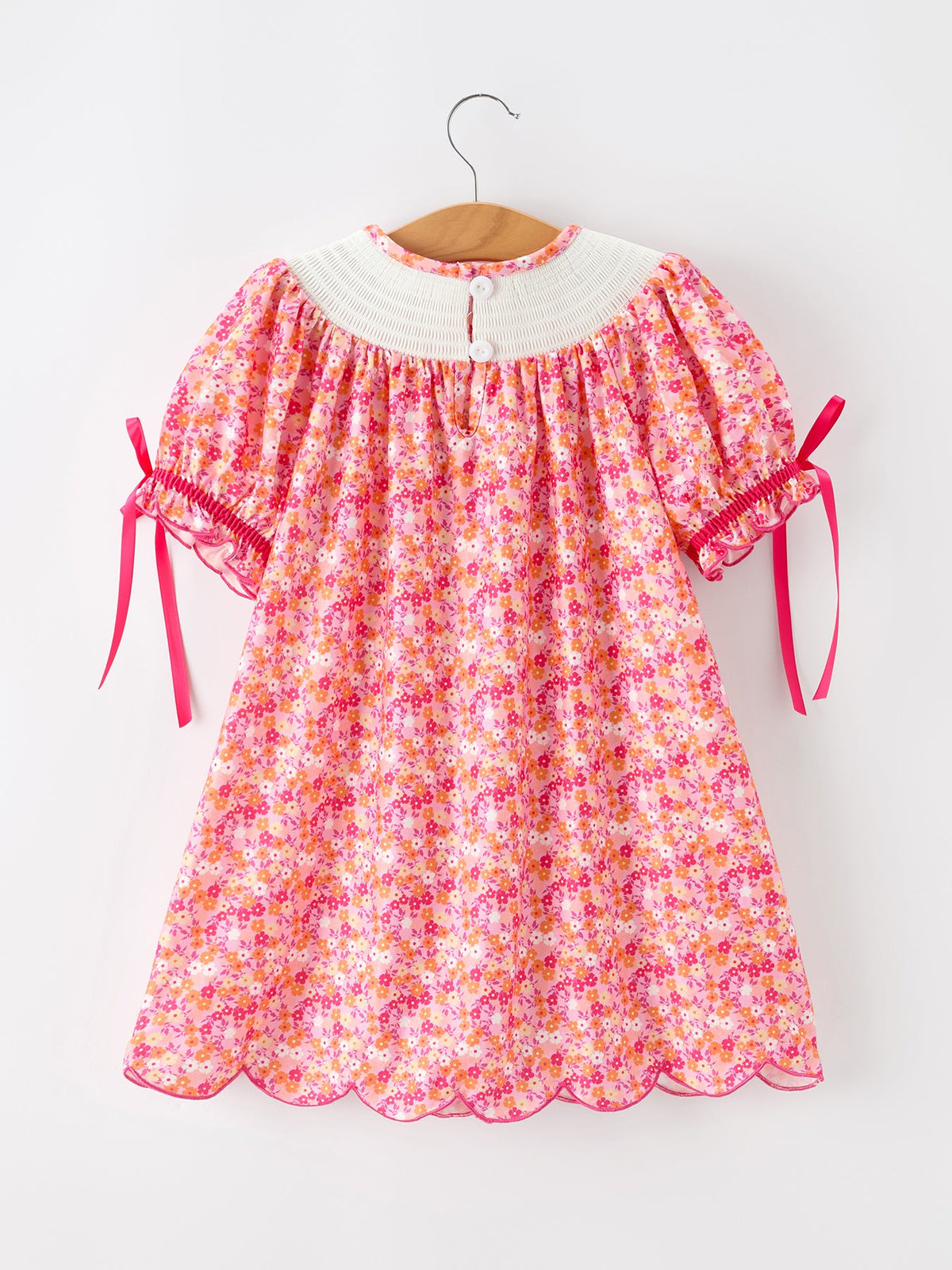 Rylee Faith Designs - Girls Halloween & Thanksgiving Hot Pink Smocked Twirl Dress - alternate view 2