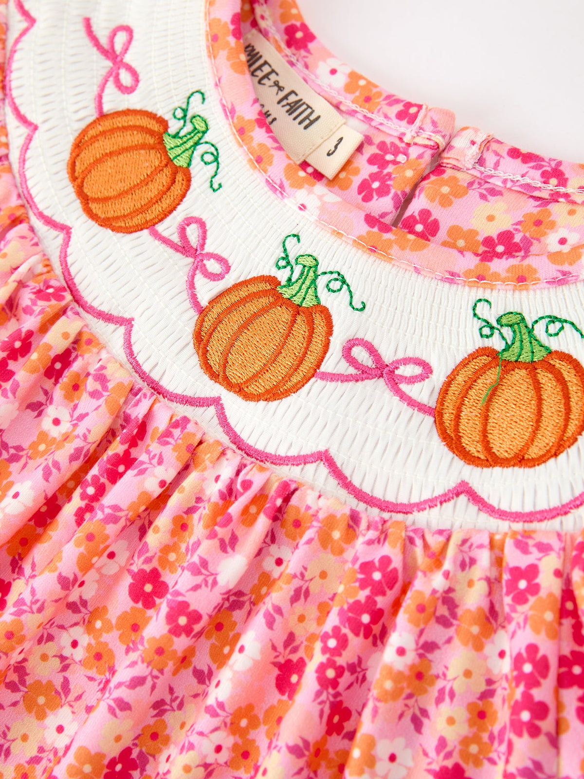 Rylee Faith Designs - Girls Halloween & Thanksgiving Hot Pink Smocked Twirl Dress - alternate view 3