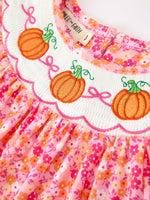 Rylee Faith Designs - Girls Halloween & Thanksgiving Hot Pink Smocked Twirl Dress - alternate view 3
