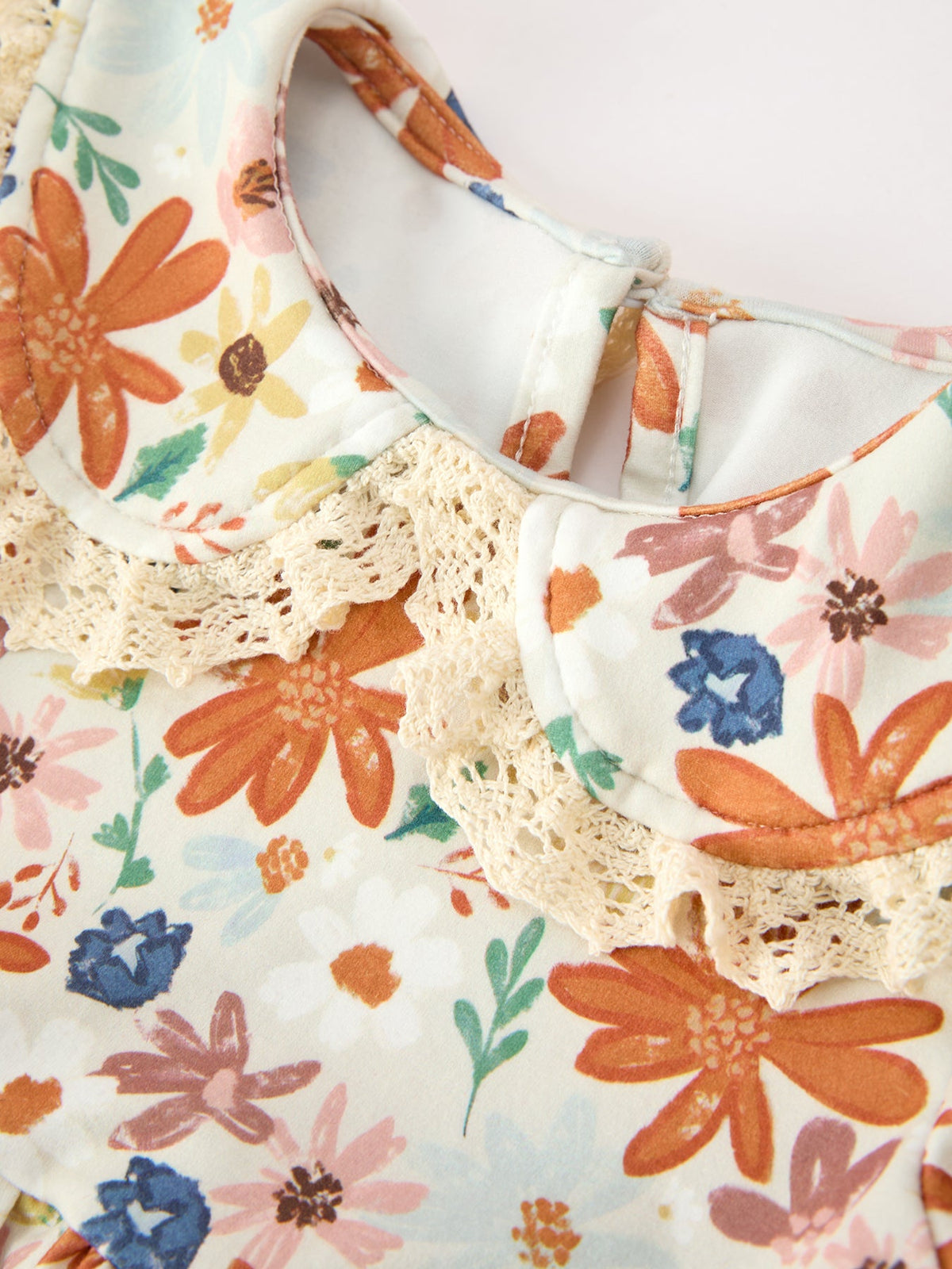 Rylee Faith Designs - Fall Girls Floral Lace Collar Puff Sleeve Outfit Set - alternate view 3