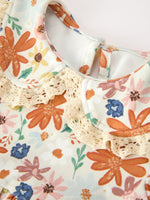 Rylee Faith Designs - Fall Girls Floral Lace Collar Puff Sleeve Outfit Set - alternate view 3