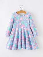 Rylee Faith Designs - Girls Pastel Christmas Ornament Print Twirl Dress - alternate view 2