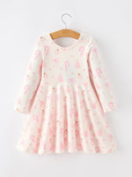 Rylee Faith Designs - Girls Pink Christmas Ornament Print Flare Dress - alternate view 2