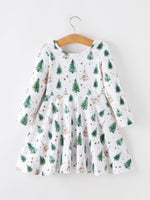 Rylee Faith Designs - Girls Christmas Tree & Star Ribbed Print Twirl Dress - alternate view 2