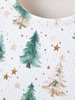 Rylee Faith Designs - Girls Christmas Tree & Star Ribbed Print Twirl Dress - alternate view 4