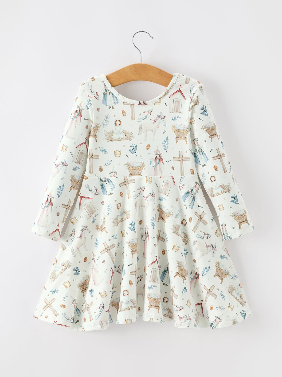 Rylee Faith Designs - Girls Nativity Scene Winter Print Twirl Dress - alternate view 2