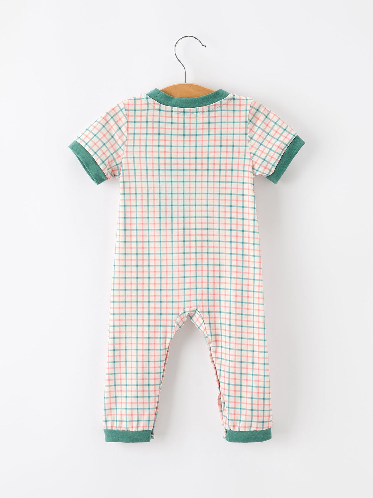 Rylee Faith Designs - Baby Boy Christmas Embroidered Plaid Jonjon Romper - alternate view 2