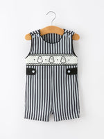 Rylee Faith Designs - Halloween Ghost Smocked Boys Jon Jon Embroidered Romper