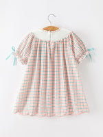 Rylee Faith Designs - Girls Christmas Smocked Plaid Dress with Tree Embroidery - alternate view 2