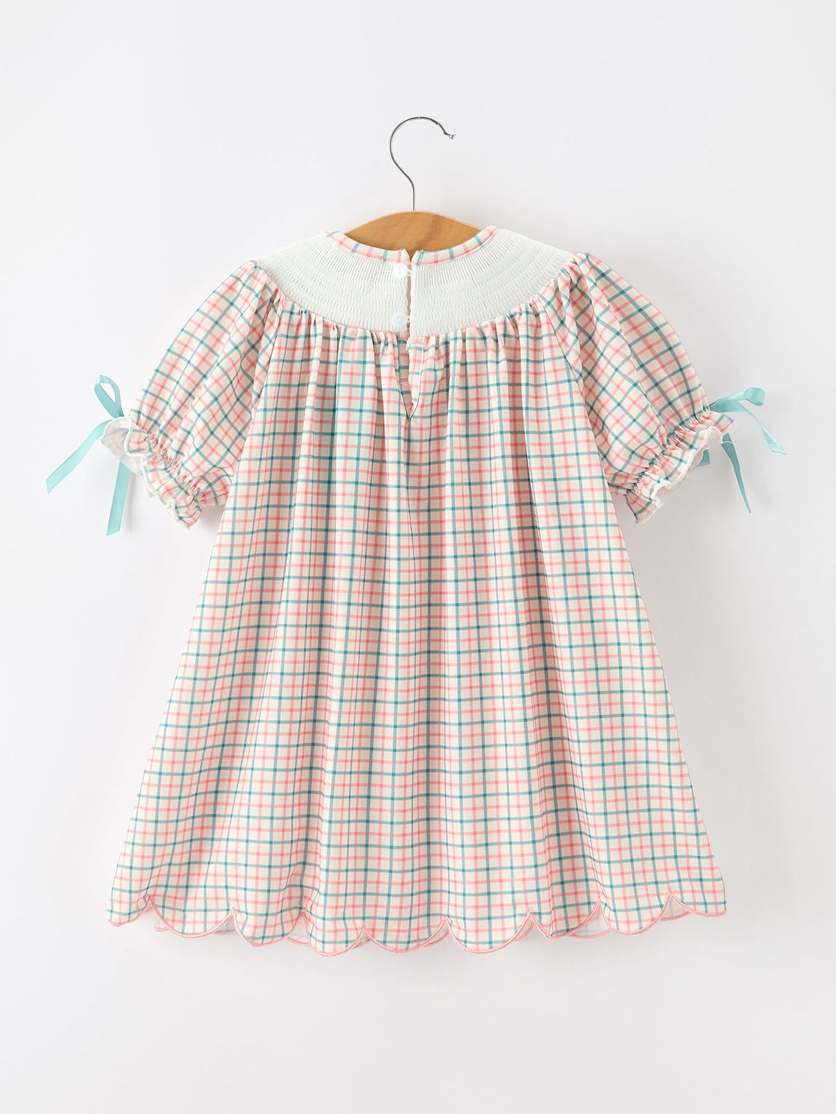 Rylee Faith Designs - Girls Christmas Smocked Plaid Dress with Tree Embroidery - alternate view 2
