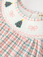 Rylee Faith Designs - Girls Christmas Smocked Plaid Dress with Tree Embroidery - alternate view 3