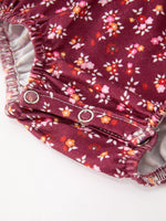 Rylee Faith Designs - Burgundy Floral Smocked Baby Girl Bubble Romper Peter Pan Collar - alternate view 5