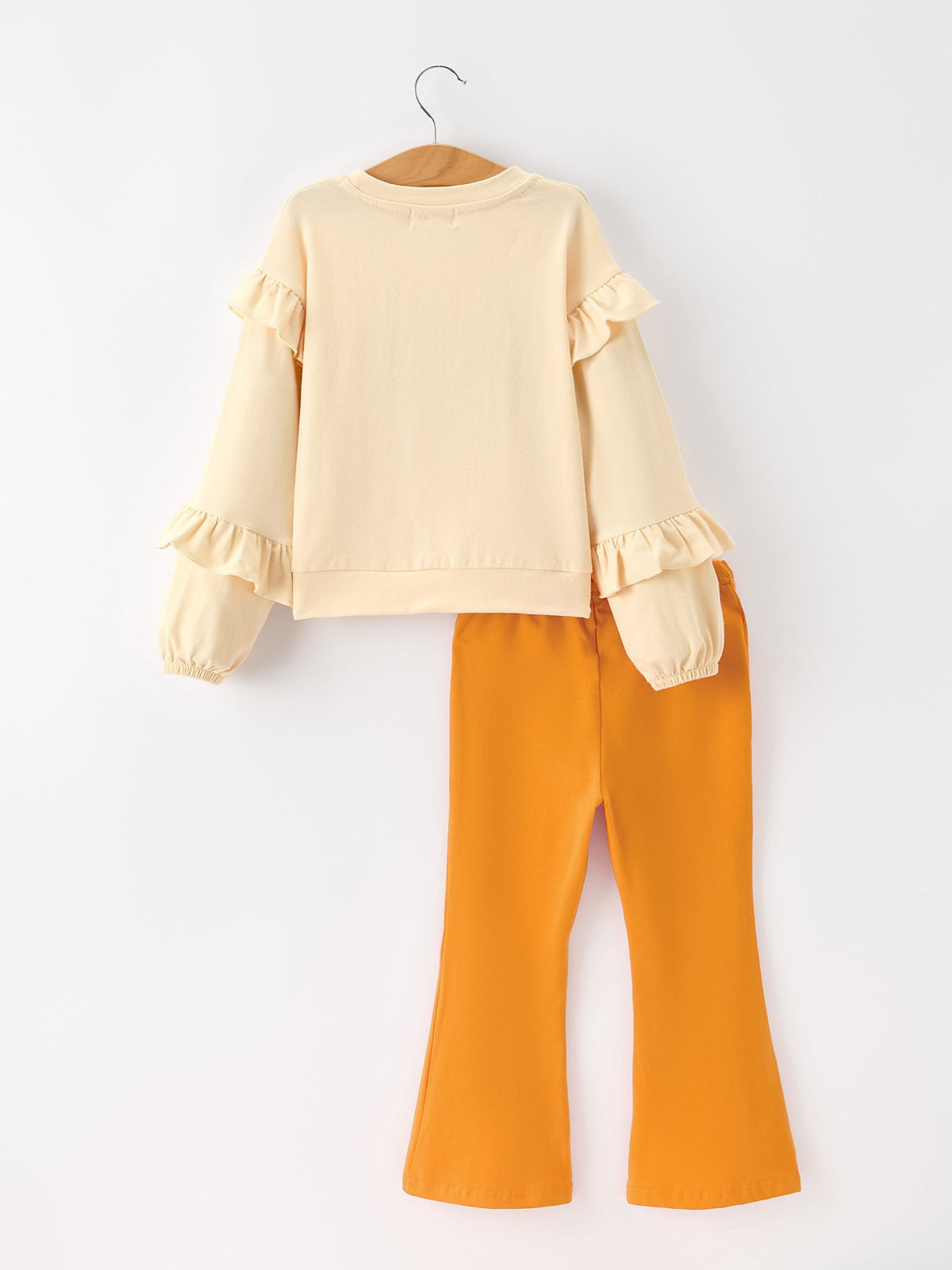 Rylee Faith Designs - Fall Cozy Girls Ruffle Top Bell Bottom Pants Set - alternate view 2