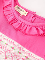 Rylee Faith Designs - Fall Girl Hot Pink Ruffle Smocked Embroidery Dress - alternate view 3
