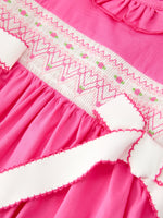 Rylee Faith Designs - Fall Girl Hot Pink Ruffle Smocked Embroidery Dress - alternate view 4