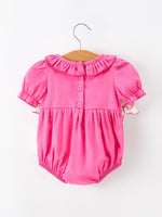 Rylee Faith Designs - Fall Baby Girl Hot Pink Ruffle Smocked Embroidery Romper - alternate view 2