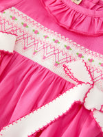 Rylee Faith Designs - Fall Baby Girl Hot Pink Ruffle Smocked Embroidery Romper - alternate view 3