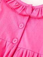 Rylee Faith Designs - Fall Baby Girl Hot Pink Ruffle Smocked Embroidery Romper - alternate view 5